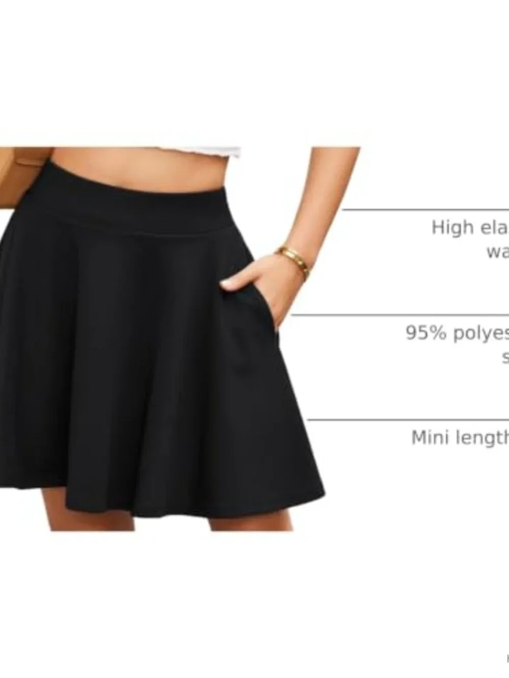 High Waist A-Line Flared Skater Skirt with Pockets Stretchy Casual Mini